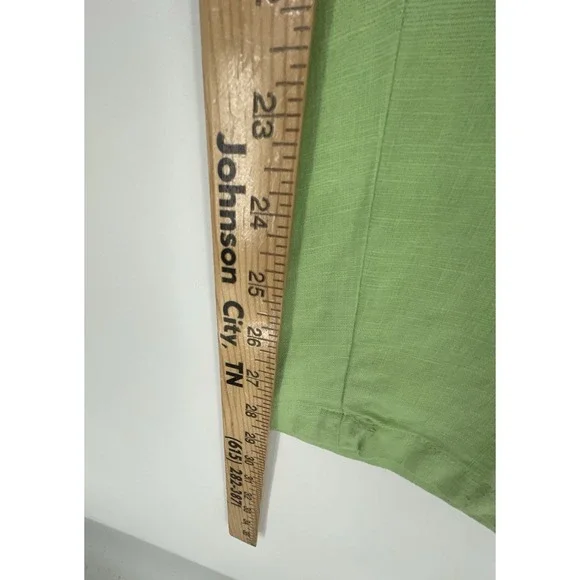 NWT Denim & Co Womens 1X Pants Suit Linen Blend Lime Green Safari Tunic Pockets - Picture 12 of 16